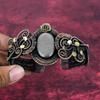 Silver Sheen Obsidian Cuff Bracelet Copper Wire Wrapped Flower Adjustable Bangle