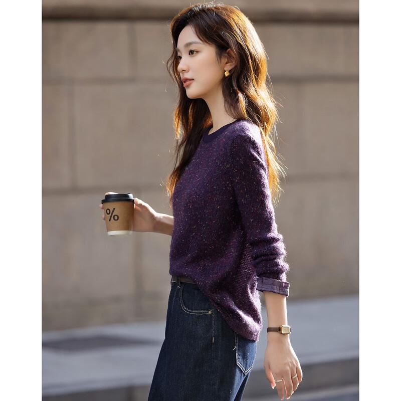 

Demana Women s Round Neck Ruffle Knit Sweater S