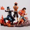 Figura de anime Luffy Sabo Ace em PVC, figura de ação de desenho animado, 14-17cm, figura dos Três Irmãos, decoração de mesa, modelo colecionável, presente.