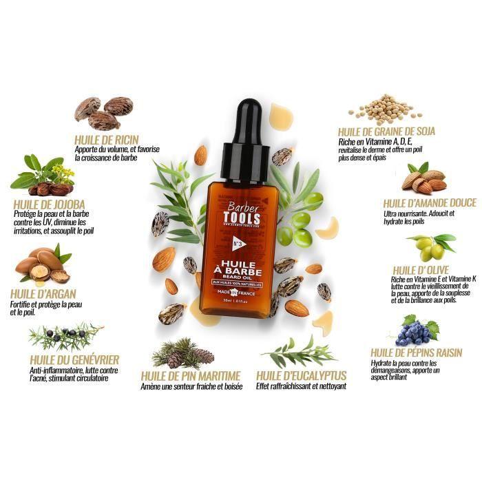 Huile Barbe | N°3 | Aux Huiles 100% Naturelles 30 mlFavorise La Pousse De La Barbe