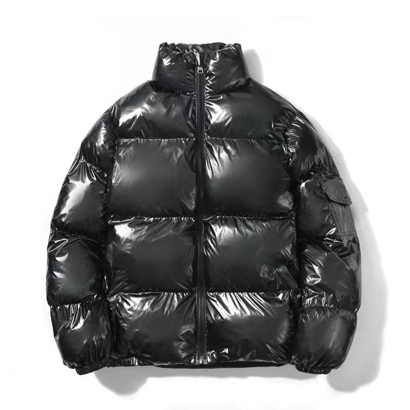 Glanzend Pufferjack voor Heren met Rits en Capuchon, Opstaande Kraag, Kort Gewatteerd Jack, Losse Warme Winter Bovenkleding, Grote Maten M-5XL