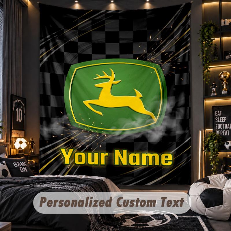 Wandteppich John Deere Benutzerdefinierter Name Text Personalisierter Wandbehang Teppich Heimwanddekoration