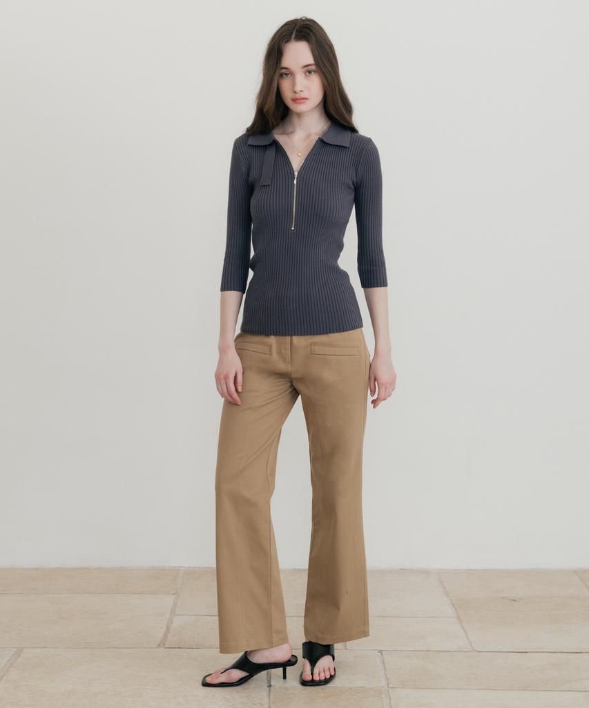 SSIN AND LEE (W) Lounge Half Knit Polo Shirt Charcoal
