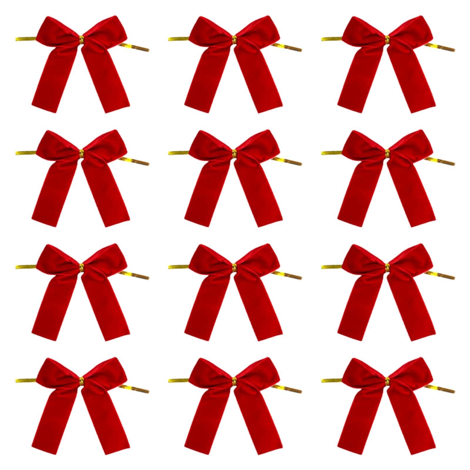 

12Pcs Christmas Bows for Christmas Tree Staircase Topper Ornament Door Small Home Bowknot Wreath Velvet Ornaments Wreath Bow красный