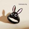 "Funny Black Cat Cartoon Ring - Big Eyes, Cute Gift for Girlfriends & Couples"
