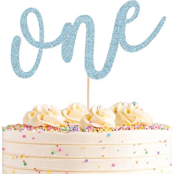 First Birthday Cake Topper - Red Glitter One Cake Decorating Supplies for Girls and Boys, Perfect for Baby Shower/Gender Revealing Party/Baby Party