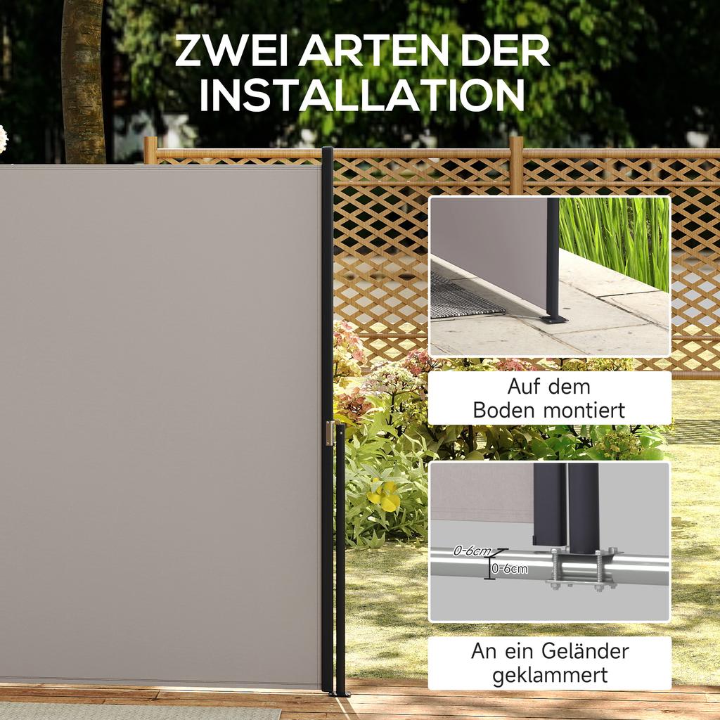Side Awning Side Blind Retractable Privacy Screen Aluminum Polyester 3 X 1.4 M Light Gray