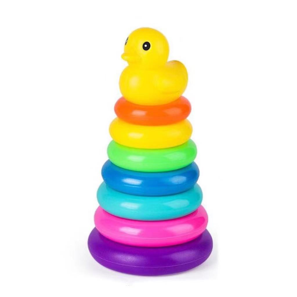 Jenga Rainbow Color Ring Stacking Tower Duck Tub Play Toys Baby Development