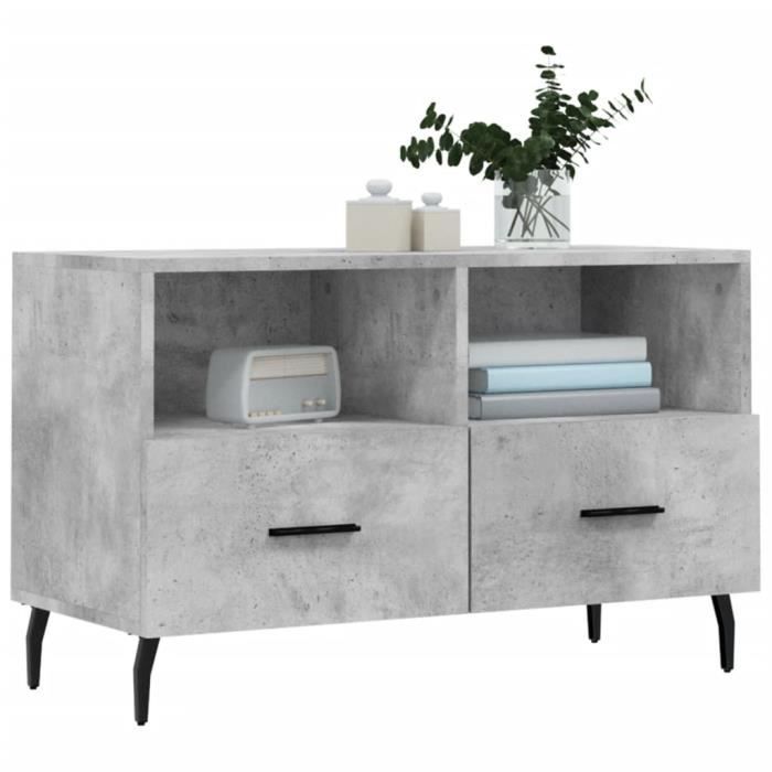 VidaXL Meuble TV Gris béton 80x36x50 cm Bois d'ingénierie 828992