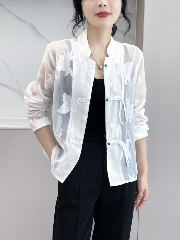 Jacken Damen Durchsichtig Sonnenschutz Chinesischer Stil Kühl Täglich Atmungsaktiv Einfach Freizeit Alleskönner Damen Frühling Persönlichkeit Vintage