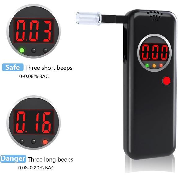 Breathalyzer,High-Accuracy Professional Alcohol Tester with 10 Mouthpieces,LCD Digital Display Alcohol Tester for Personal & Professional