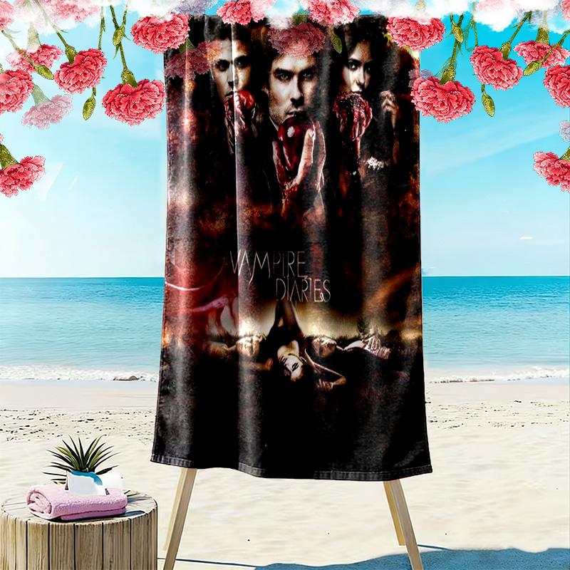 Vampire Diaries Print Strandtuch, Großes Weiches Schnelltrocknendes Handtuch für Strand Camping Schwimmen