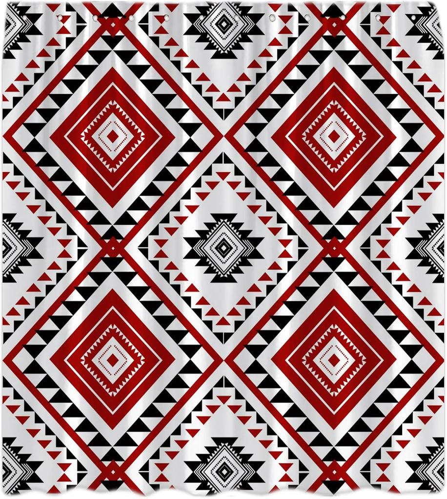 Western Shower Curtain Southwestern Aztec Boho Ethnic Tribal Native Abstract Geometric Farmhouse Bath Curtain with Hooks