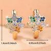 Charming Zircon Flower Hoop Earrings for Women Three Color Options Daily Wear Party Gift