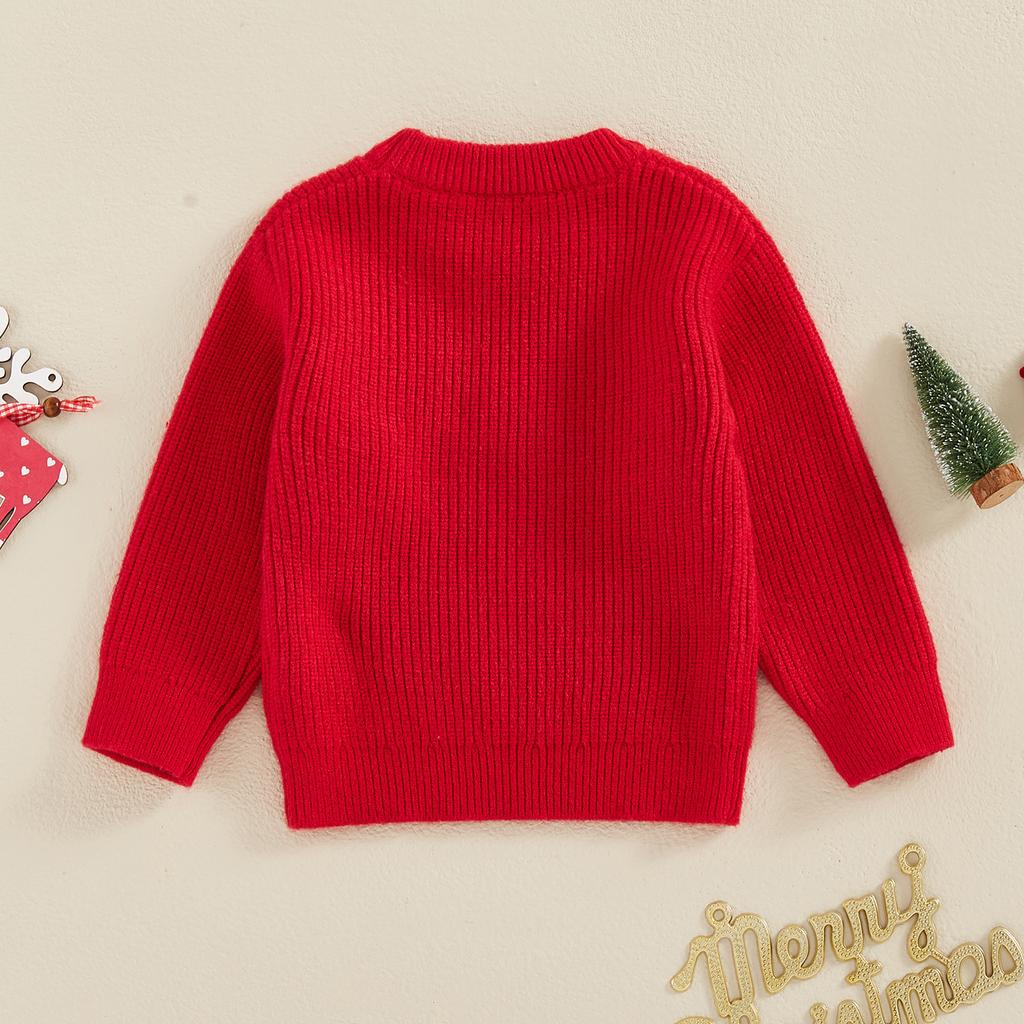 Autumn and Winter Cute Knitted Children's Christmas Sweater Warm Casual Boys and Girls Jumper Letter Embroidery Santa Hat Children's Pullover Top
