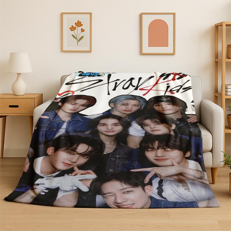 Kpop Stray Kids Musik Star Flanelldecke Weiche Warme Überwurfdecke für Schlafzimmer Wohnzimmer Bett Reise Camping Picknick Geschenk