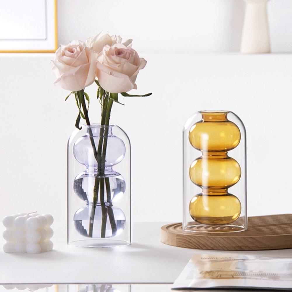 Modern Simple Glass Vase Home Decoration Accessories Hydroponic Vases for Flowers Terrarium Transparent Home Decorative