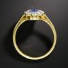 Petite Gemstone Promise Ring, 4x6mm Sapphire In Overgild for Women, Gift for Engagement Anniversary Birthday