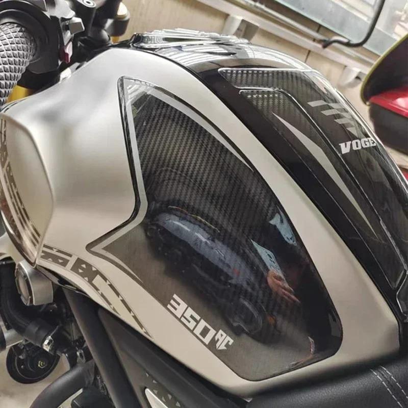 350AC Motorcycle 3D Carbon Fiber Anti Slip Fuel Tank Pad Protector Side Knee Grip Sticker Pads For Loncin Voge 350AC 350 AC