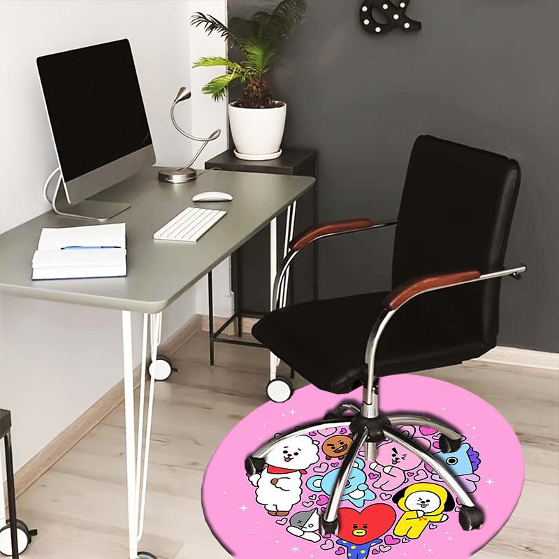 

1pc BT21 Characters Heart Shape Round carpet, Made of Polyester,Perfect for Decorating Office Chairs, Living Rooms,fplt029 80cm by 80cm
