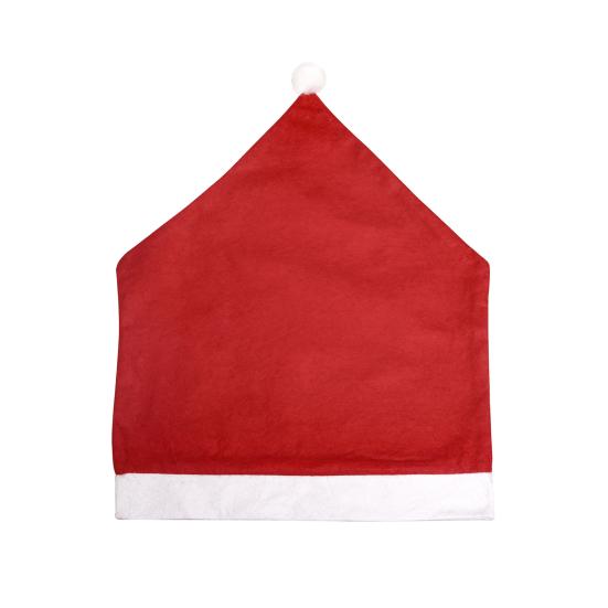Reusable Dining Room Seat Covers Christmas Chair Cover, Red Santa Hat Slipcover, Holiday Restaurant Decoration Supplies Back Cover with Pom