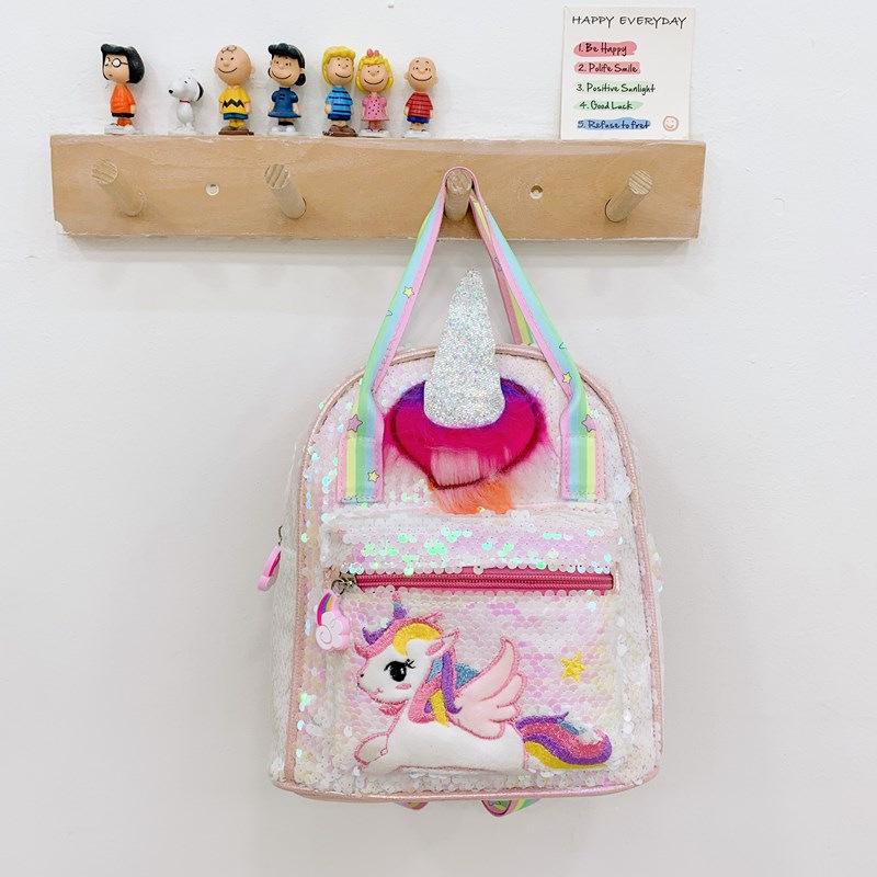 Unicorn Sequin Backpack: Large Capacity, Cute Iridescent Schoolbag for Girls