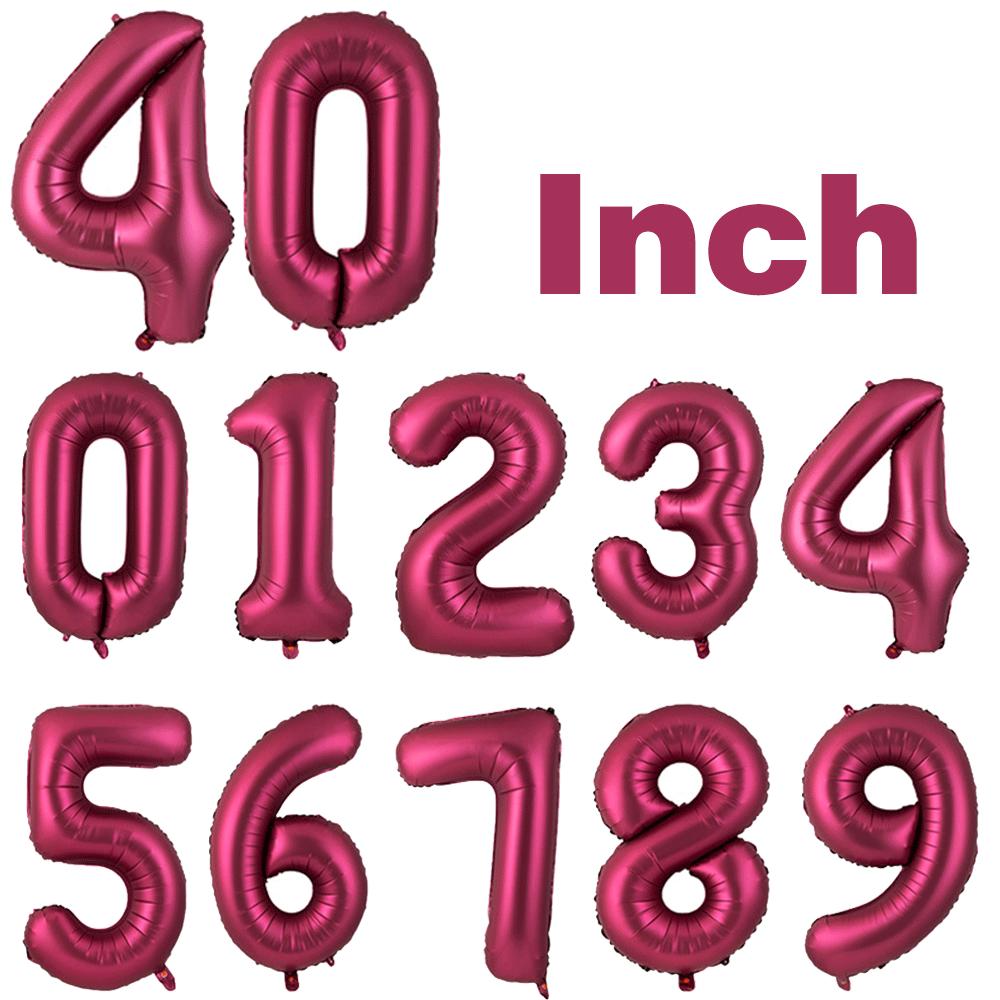 Giant 32 Inch Number Balloon Set Metallic Rose Red Foil Helium Balloon Kit DIY Happy Birthday Party Decor Kids Adult Anniversary