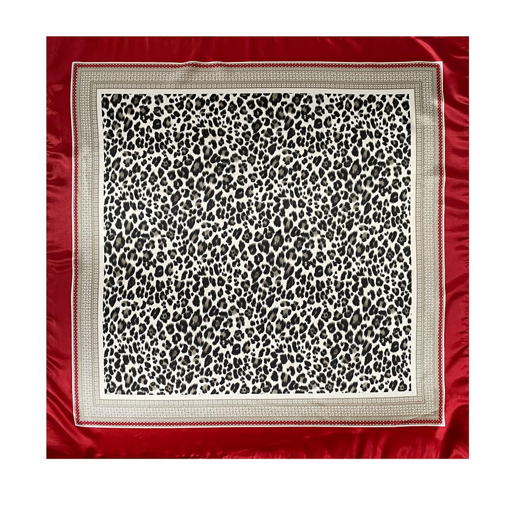 Artificial Silk Scarf 90cm Women's New Arrival Headscarf Satin Square Scarf Leopard Print Shawl