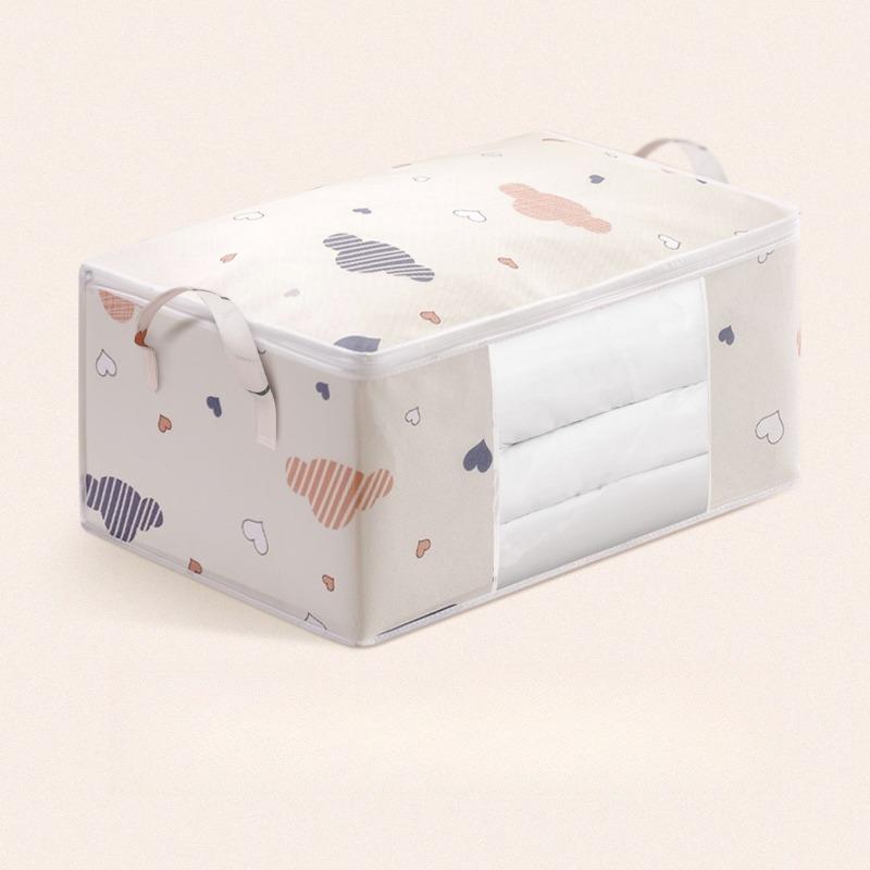 

2pcs Portable Quilt Dustproof Storage Bag Large Capacity Household Visual Clothing Cotton Quilt Sorting Bags Printed Fabric Moving Packaging Sack 55x35x25cm 2pcs