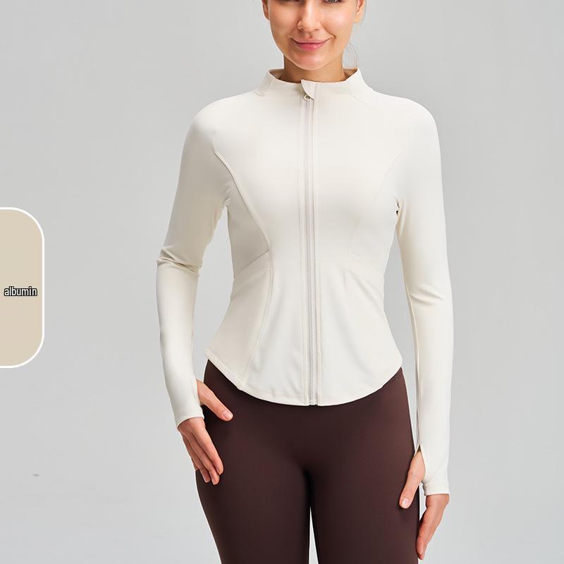Women's Slimming Long Sleeve Stand Collar Sports Top - Elastic and Elegant Yoga & Running Fitness Jacket