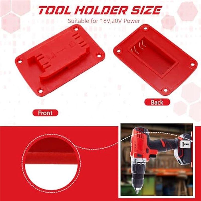 A20F-10Pcs Battery Base And Tool Holder Drill Tool Wall Mount Batteries Storage Battery Mounts Dock Holder For Power Tool-Red