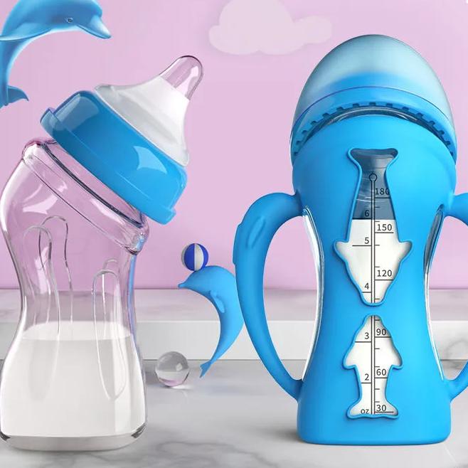 Baby Bottle Newborn Glass Anti-fall High Temperature Anti-flatulence Choking Baby Weaning Pot Heating Insulation Dual-use Bottle