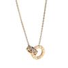 Korean Style Rhinestone Titanium Necklace & Double Ring Jewelry Set