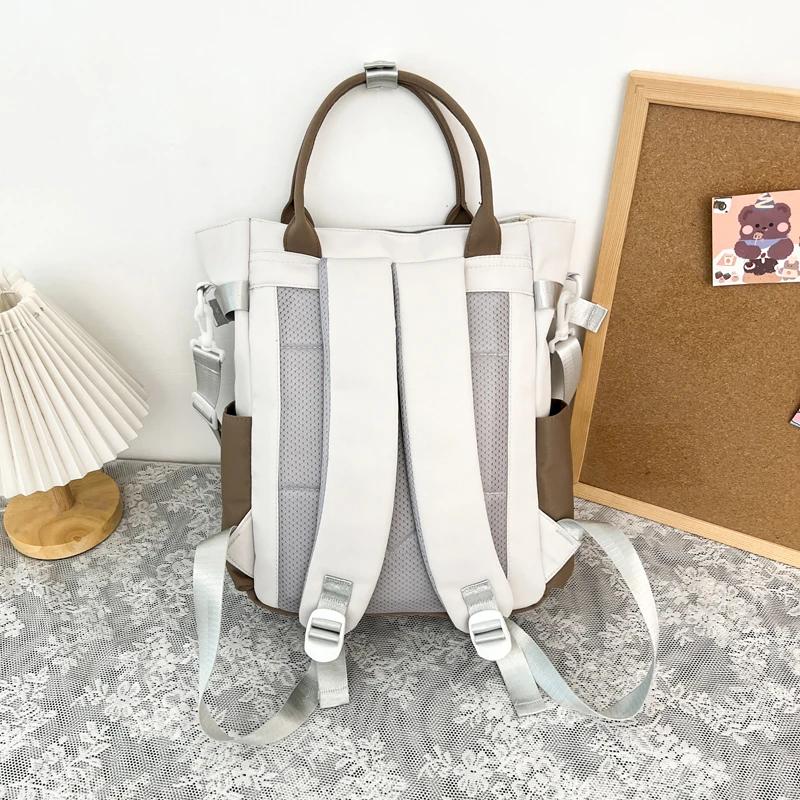 Practical Large Capacity Canvas Bag Solid Color Zipper Casual Bag Backpack for Girls and Boys