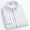 Mens Dress Shirts Striped Long Sleeve Plaid Checked Shirt Smart Casual Business Non-Ironing Korean Slim Fit Formal Blue White