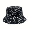 A New Style Full-Print Musical Note Digital Printed Bucket Hat Lightweight And Trendy Hip-Hop Fisherman'S Hat Suitable