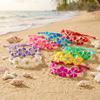 Bohemian Polymer Clay Frangipani Flower Woven Bracelet for Women Stackable Floral Braided Rope Chain Beach Party Jewelry Gift