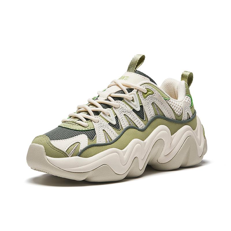 New Anta Anti Slip Wear Resistant Low Top Chunky Sneakers Women's Green 122448858-2