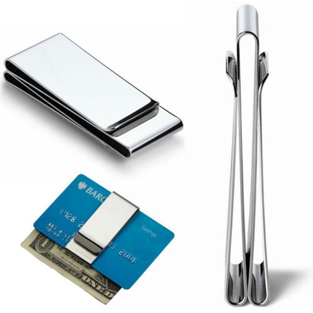 Silver Money Clip Mens Stainless Steel Cash Holder Male Mini Purse Metal Bill Clamp Slim Pocket ID Credit Card Folder