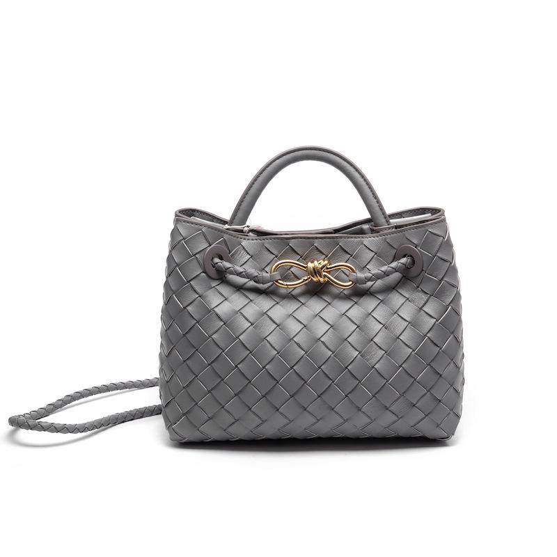 Trendige neue gewebte Damentaschen, handgeflochtene Doppelschichtwebung, tragbare Damen-Umhängetaschen, strukturierte gewebte Taschen