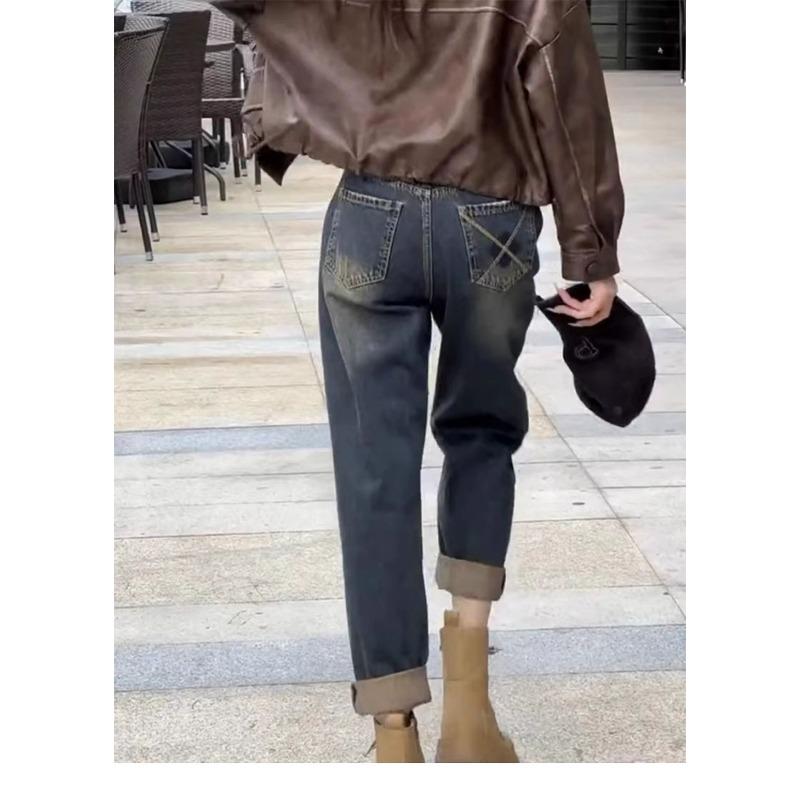 Plus-size Stretch Harlan Fleece Jeans for Women Winter