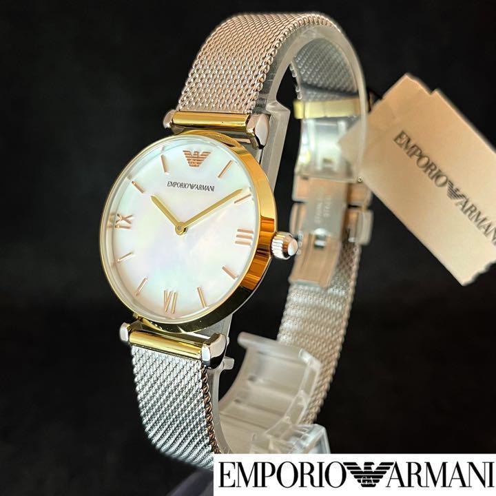 Used [New] EMPORIO ARMANI/Ladies watch/Emporio Armani/Gift/For women/Cute/Stylish/Beautiful/Super rare/Silver.Gold color