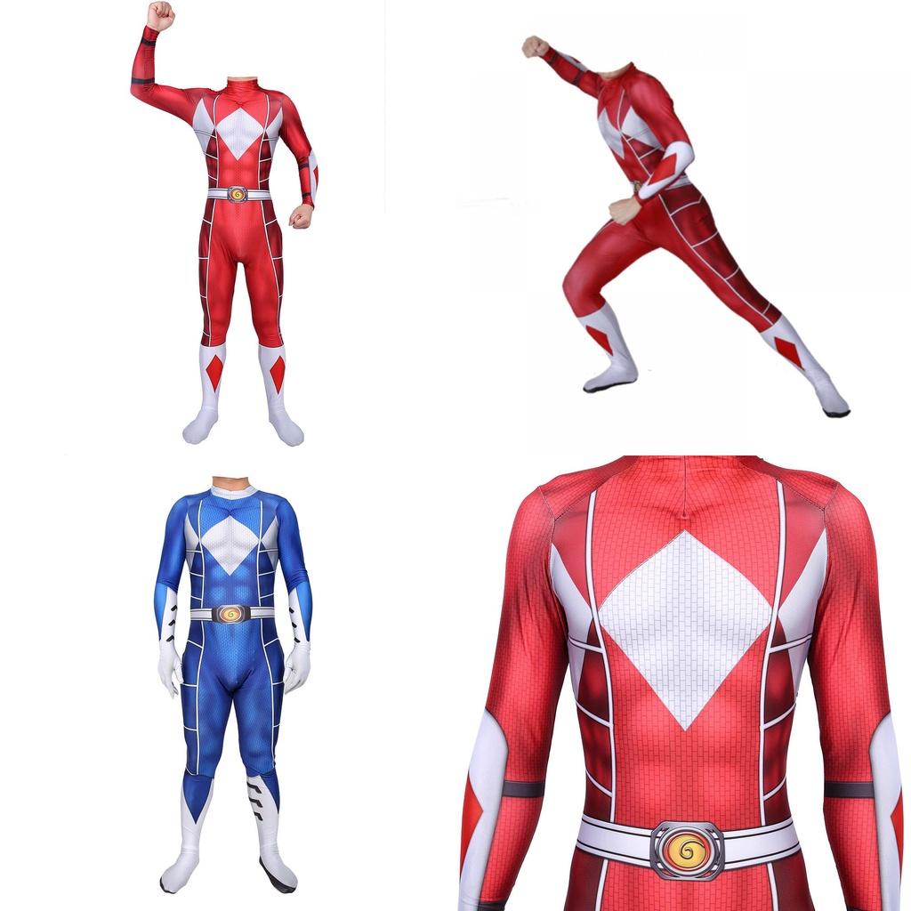 Vibrant Power Rangers Bodysuit Spandex Cosplay Costume For Unisex Kids And Adults