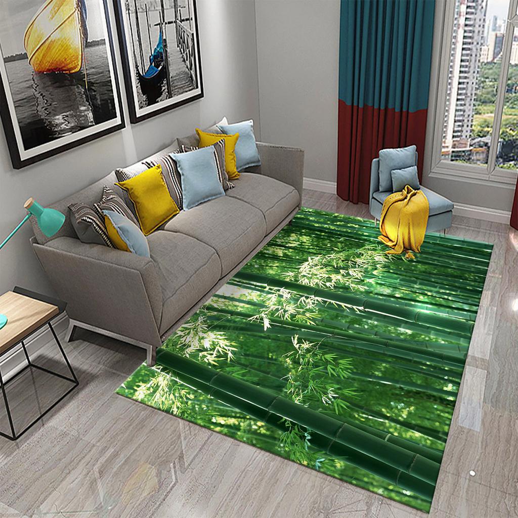 3D Green Bamboo Forest Bamboo Carpet for Bathroom Mat Plants Toilet Rugs Anti-Slip Mat Bedroom Living Room Floor Decor Carpets