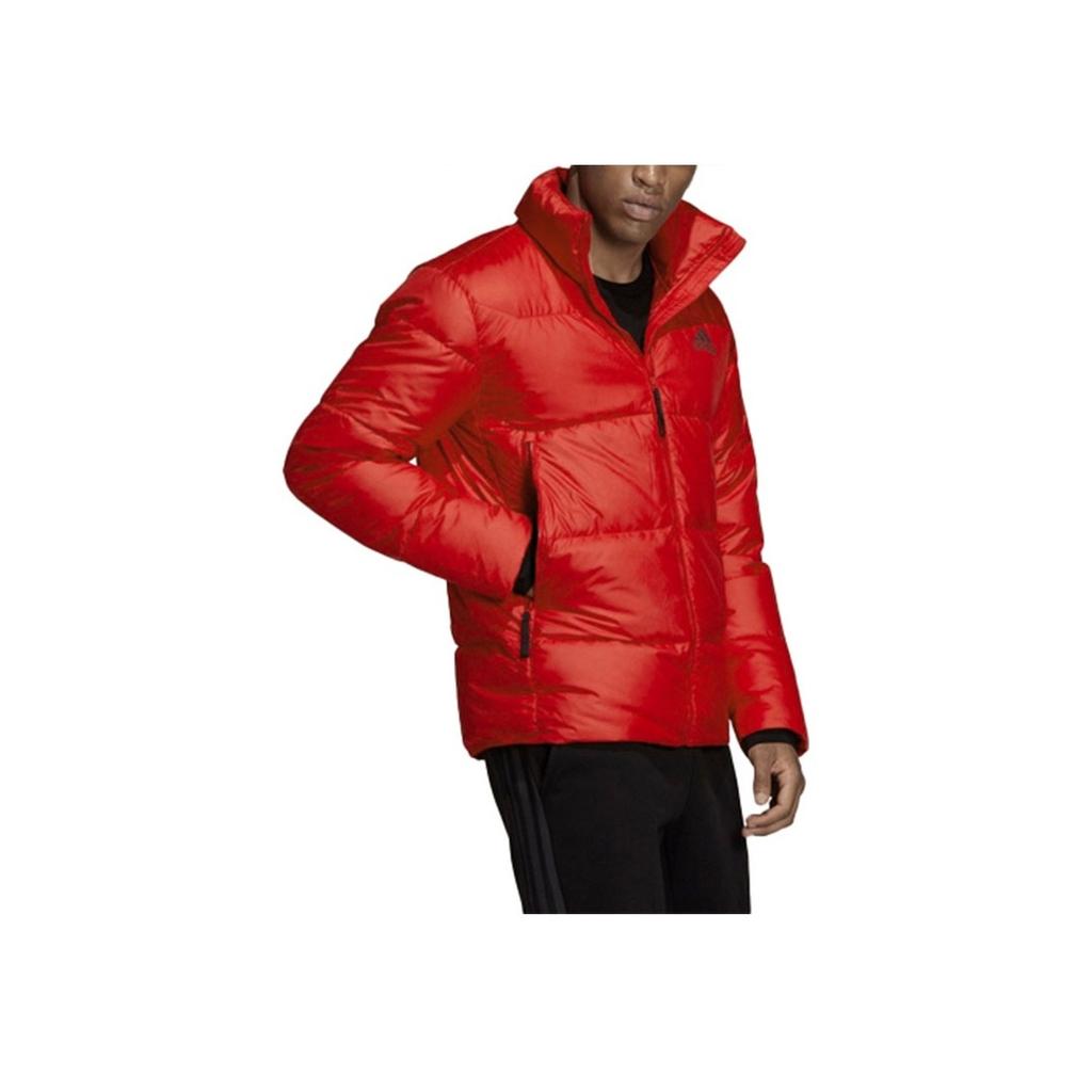 Adidas Letter Logo Pattern High Collar Zip-Up Down Jacket Men Outerwear Red GV5348