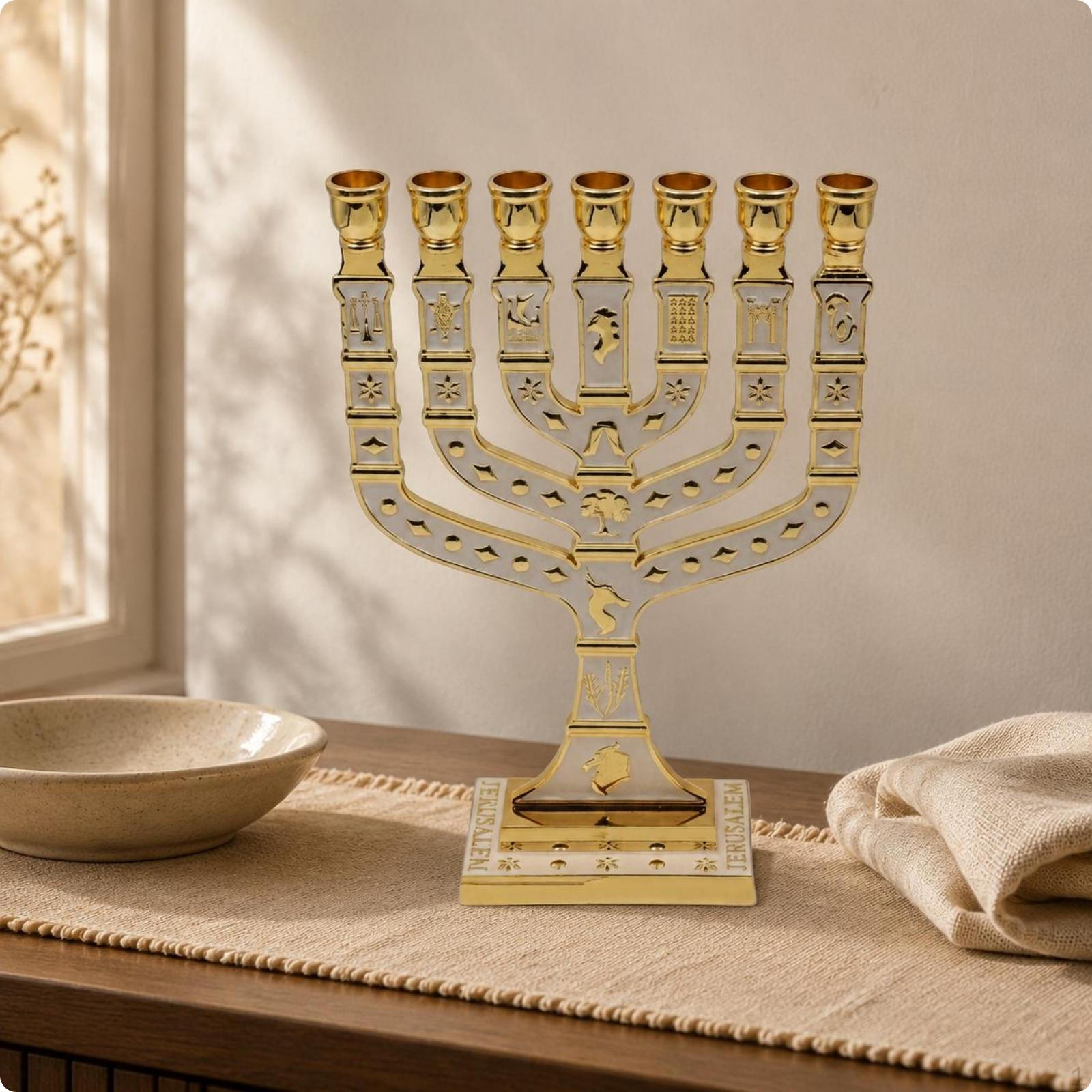 7 Branch Menorah Alloy Cast Jewish
