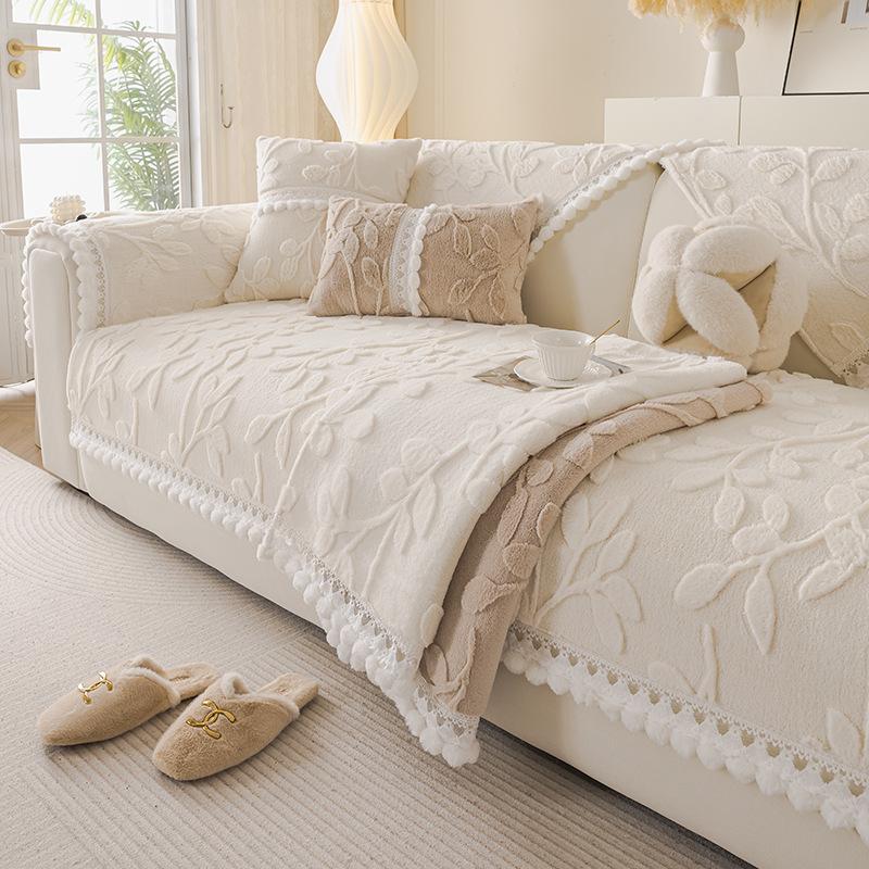 New Cream Wind Sofa Cushion Universal In All Seasons Thickened Non-Slip Seat Cushion Rabbit Plush Sofa Cover Cloth Towel