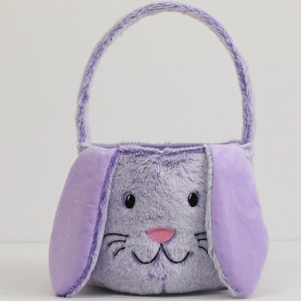 Bunny Easter Basket Long Ear Easter Bucket Candy Gift Bag Plush Basket  Kids Gift