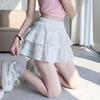 Women's French-Style Ballet Fluffy Layered A-Line White Cake Skirt - Petite & Spring Anti-Exposure Design