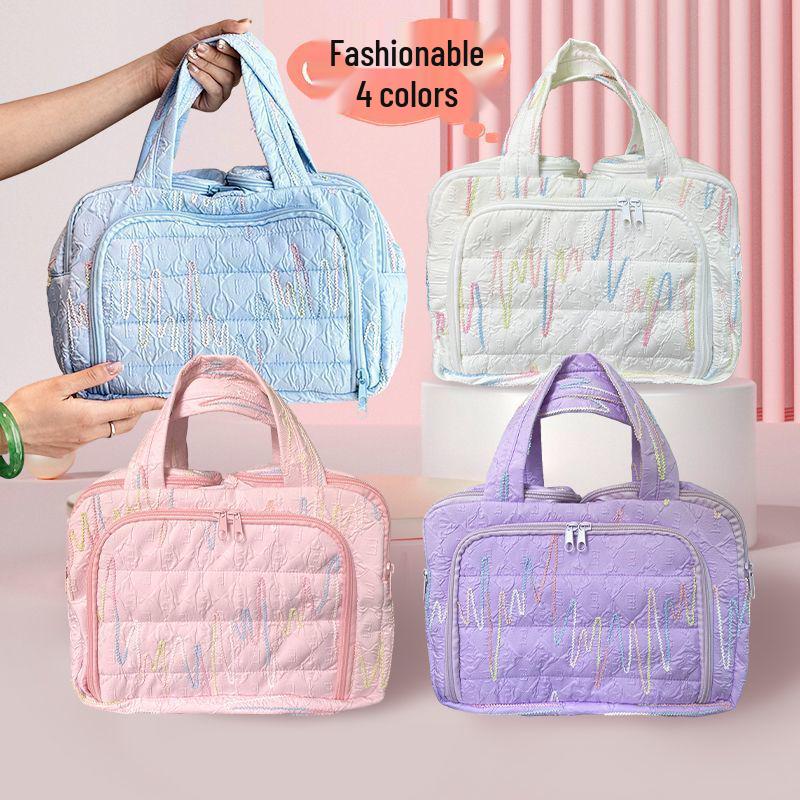 Large Capacity Portable Makeup Bag with Compartments for Skincare Products